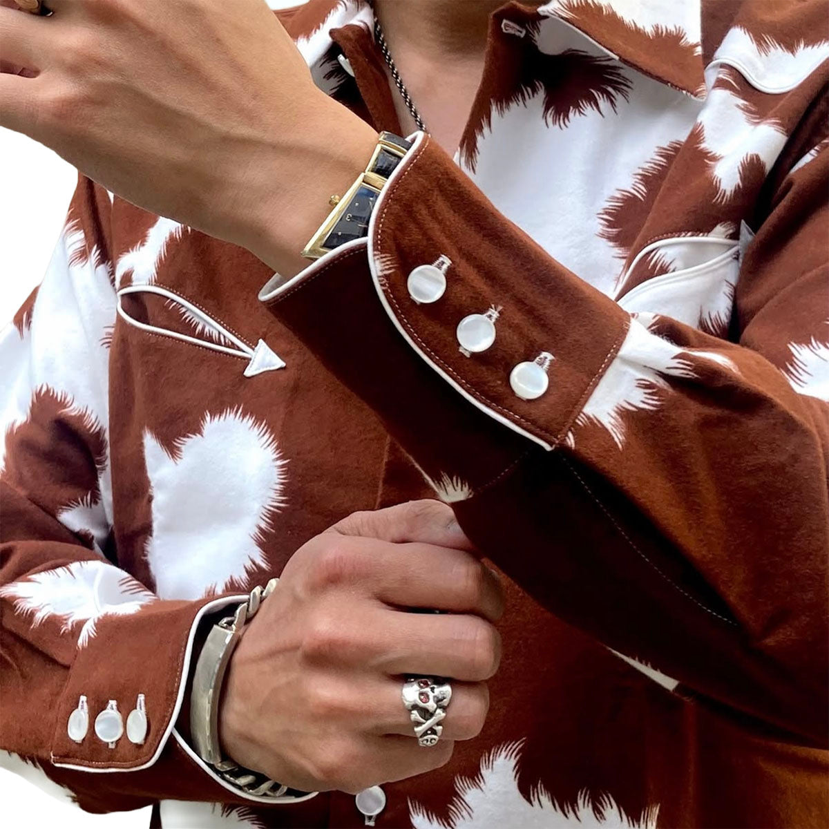 Print Flannel Western Open Shirt“HOLSTEIN”