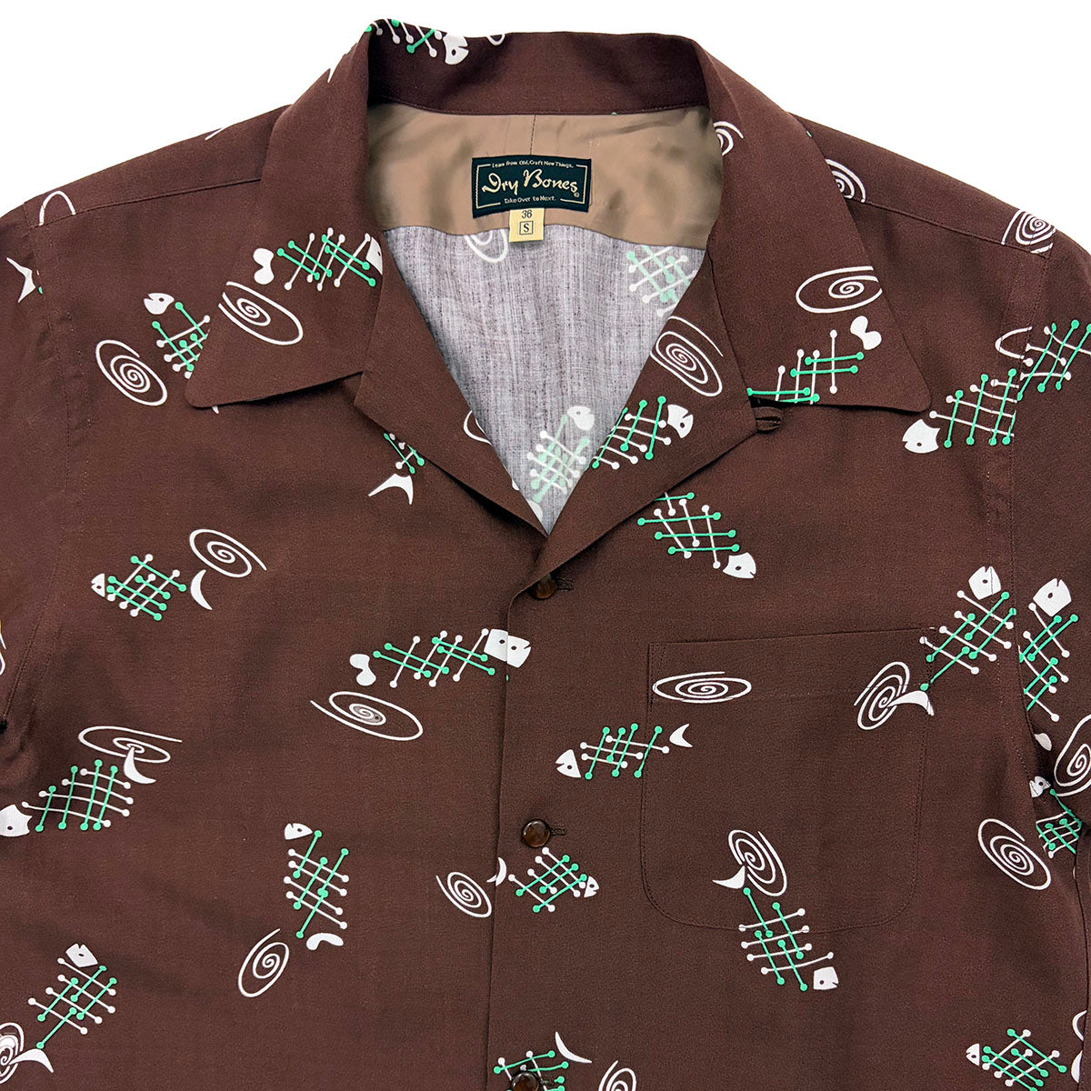 L/S Print Open Shirt “FISH BONE”