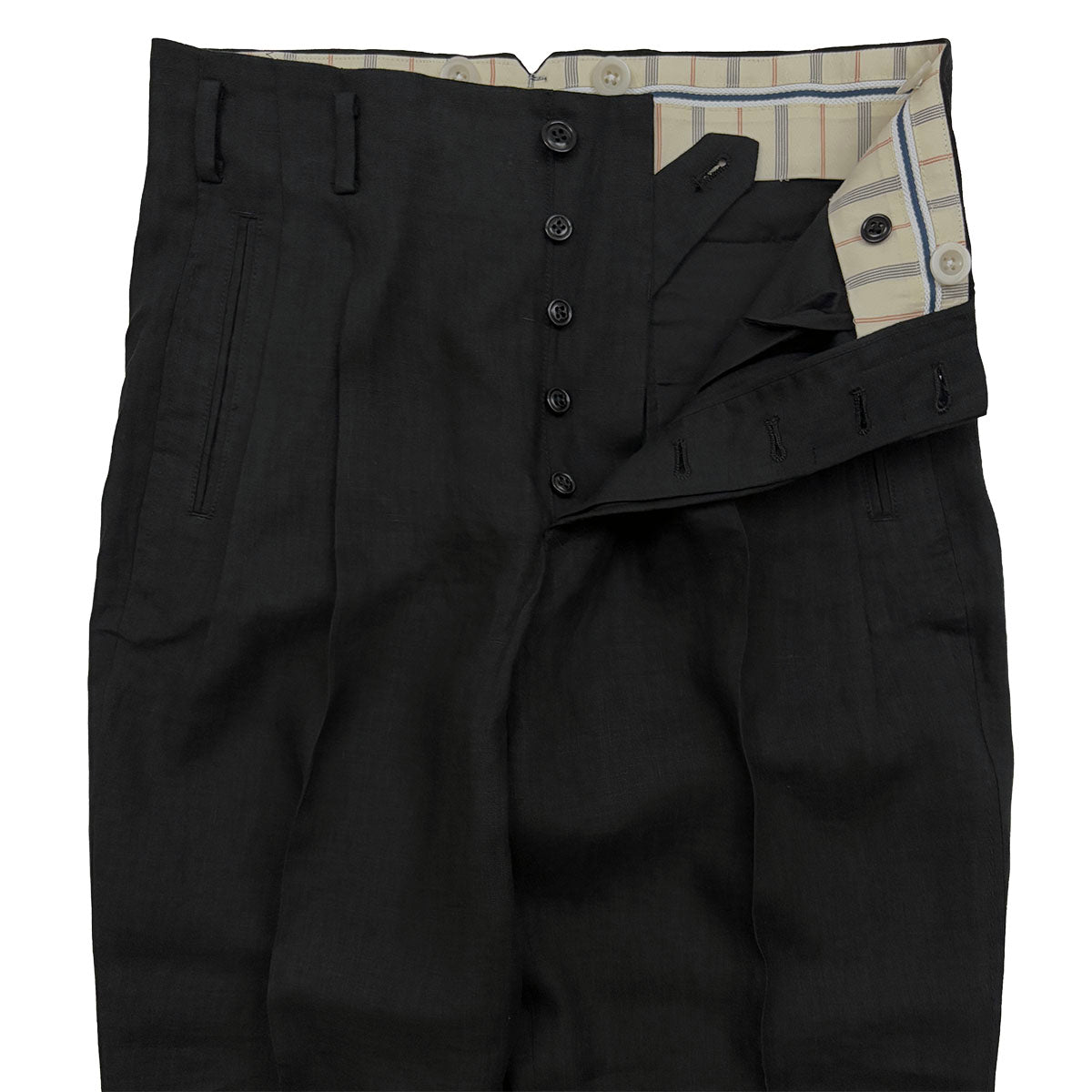Hand Stitched Linen Two Tuck Trousers