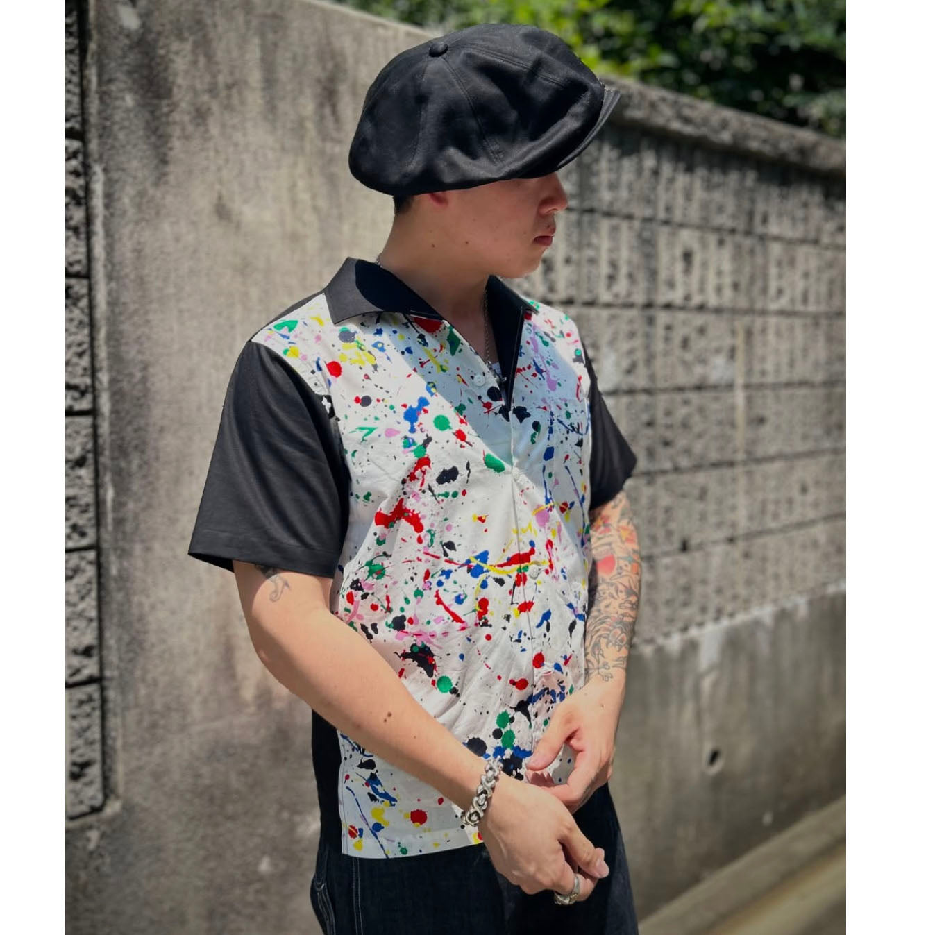 Print 2tone Italian Collar Shirt “J.POLLOCK”
