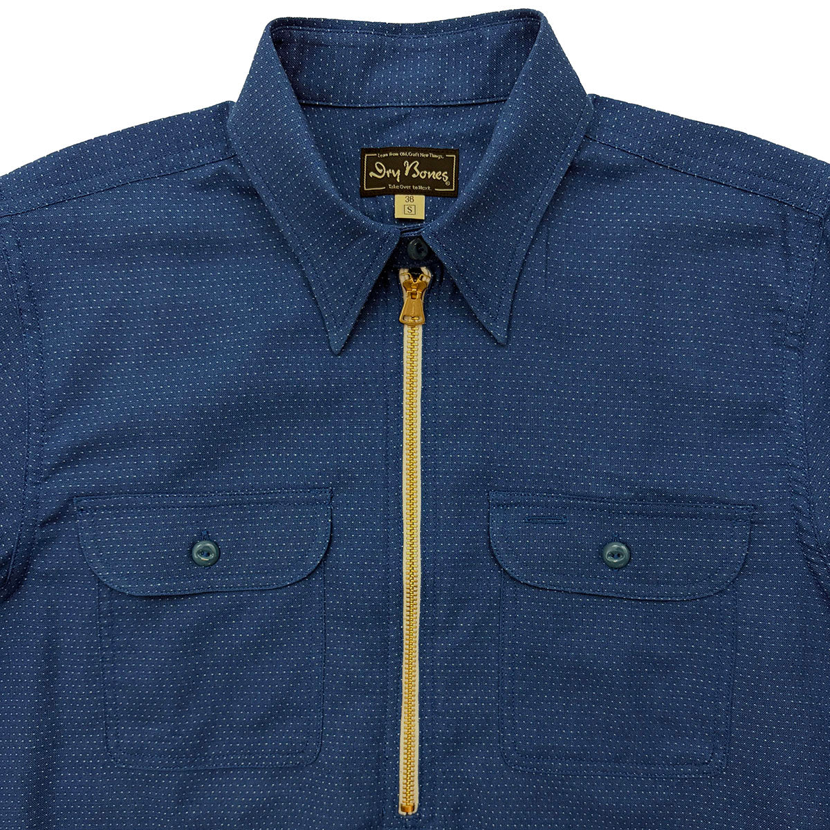 Embroidery Stitches Half Zip Work Shirt