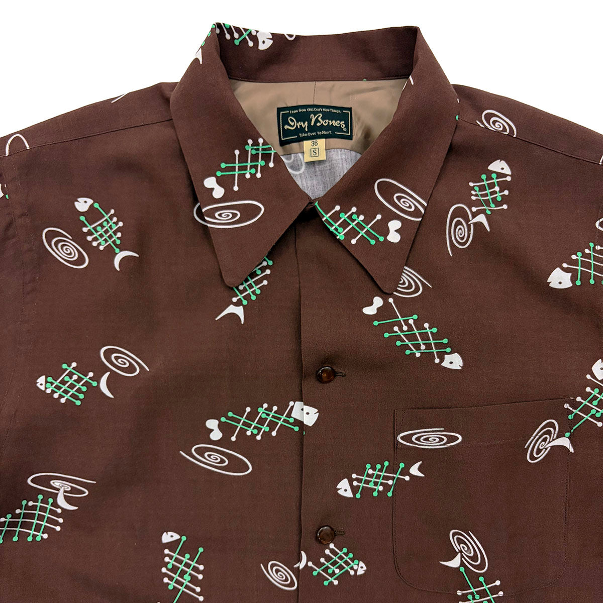 L/S Print Open Shirt “FISH BONE”