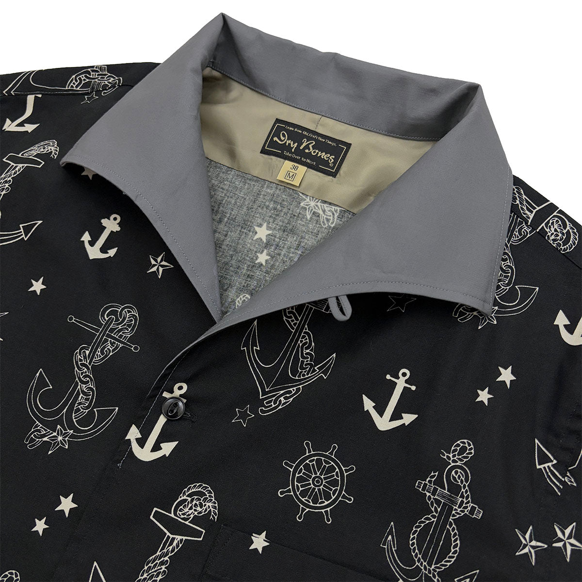 半袖プリント2トーンイタリアンカラーシャツ“ANCHOR”/ DRY BONES