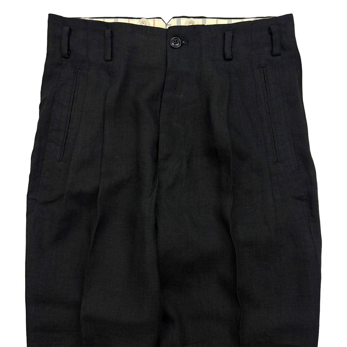 Hand Stitched Linen Two Tuck Trousers