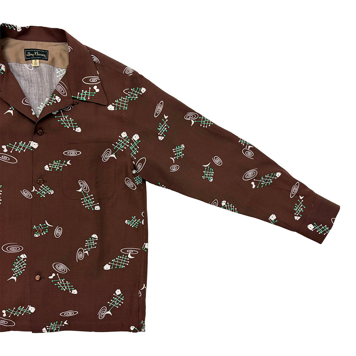 L/S Print Open Shirt “FISH BONE”