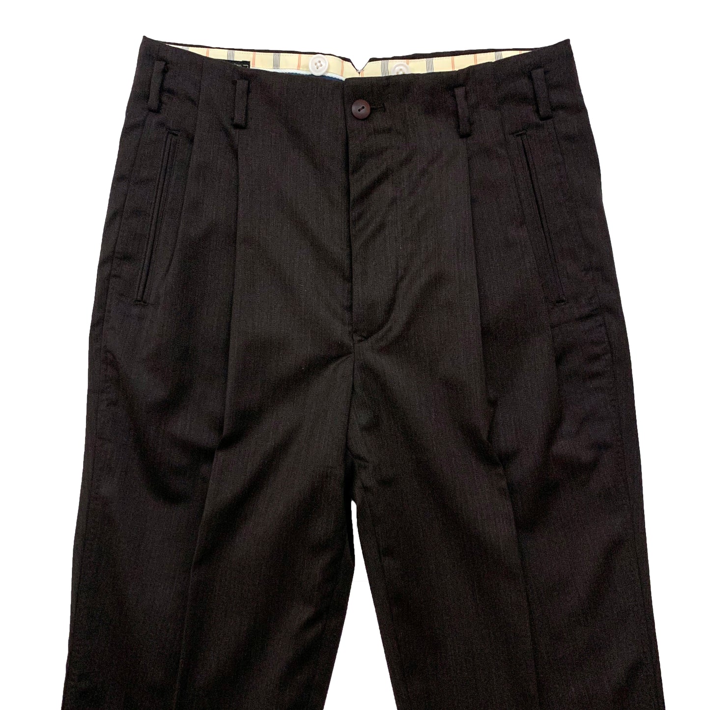 Wool Satin Two Tuck Trousers