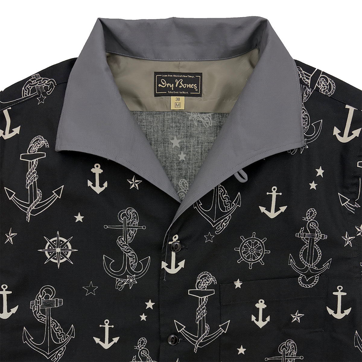 Print 2tone Italian Collar Shirt “ANCHOR”