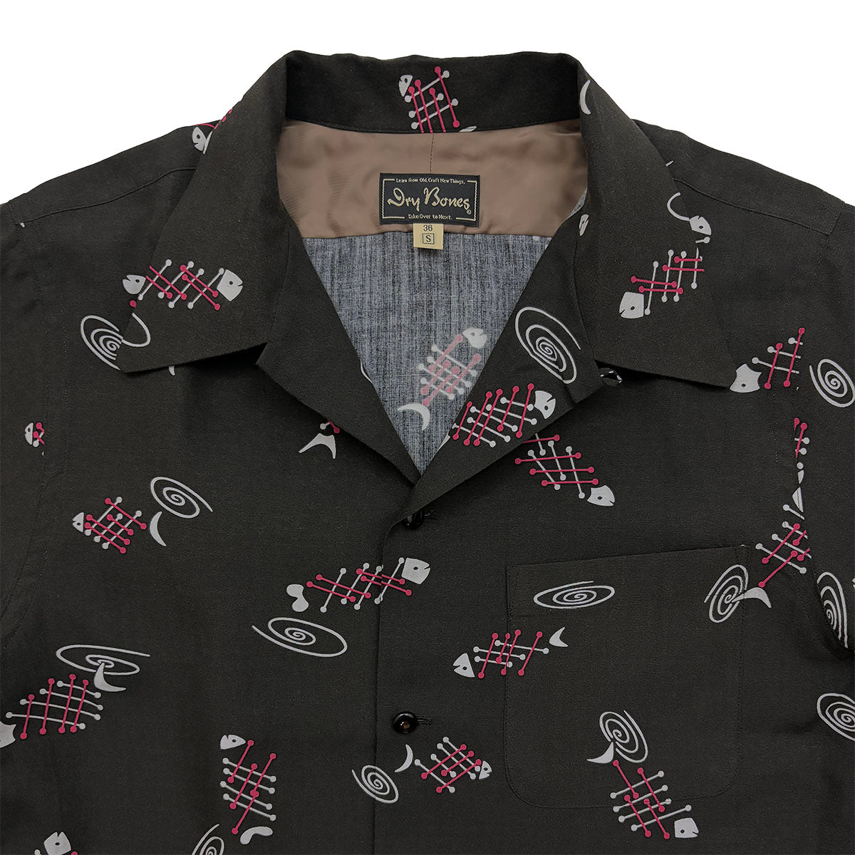 S/S Print Open Shirt “FISH BONE”