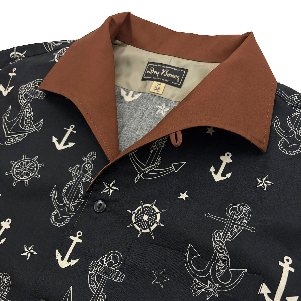 半袖プリント2トーンイタリアンカラーシャツ“ANCHOR”/ DRY BONES