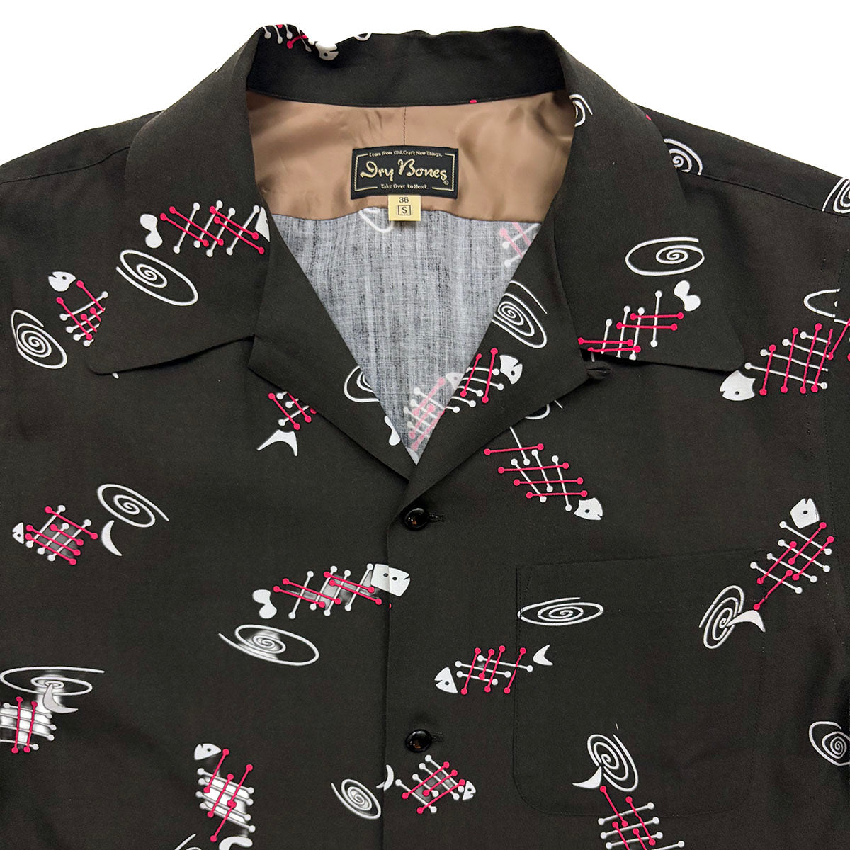 L/S Print Open Shirt “FISH BONE”
