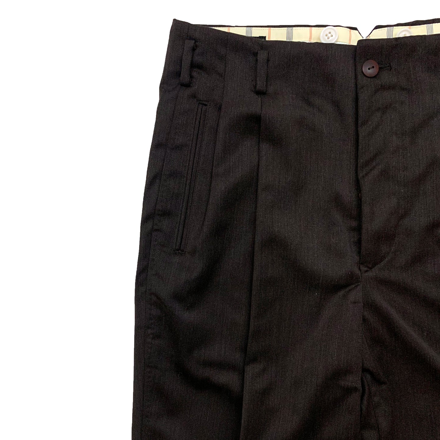 Wool Satin Two Tuck Trousers