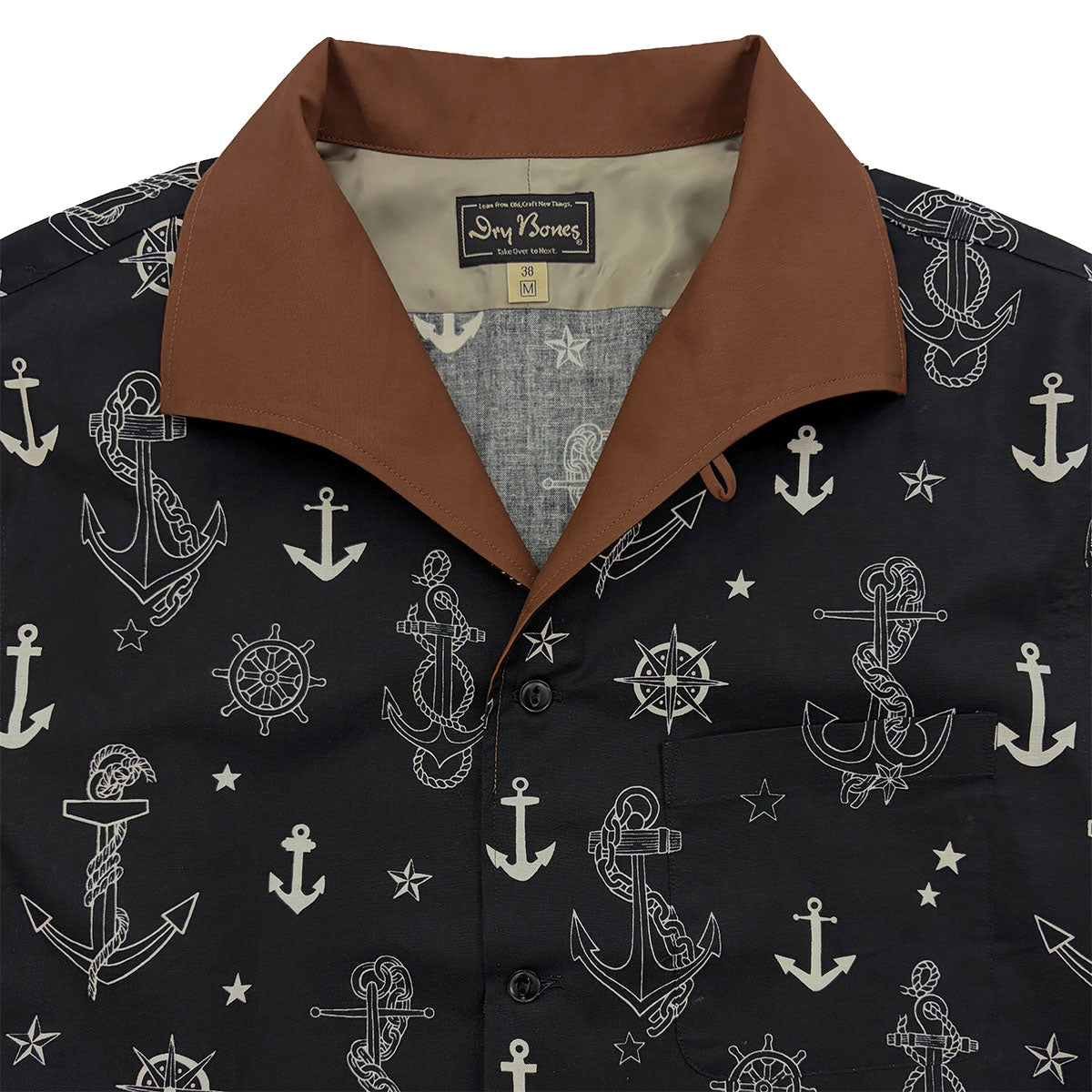 Print 2tone Italian Collar Shirt “ANCHOR”