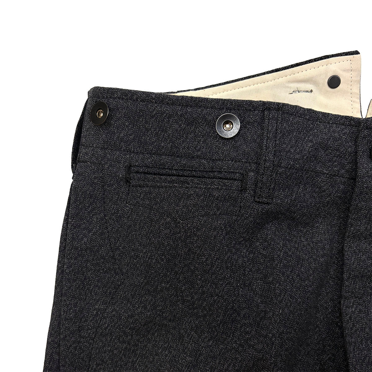 High Back Black Chambray Work Trousers 