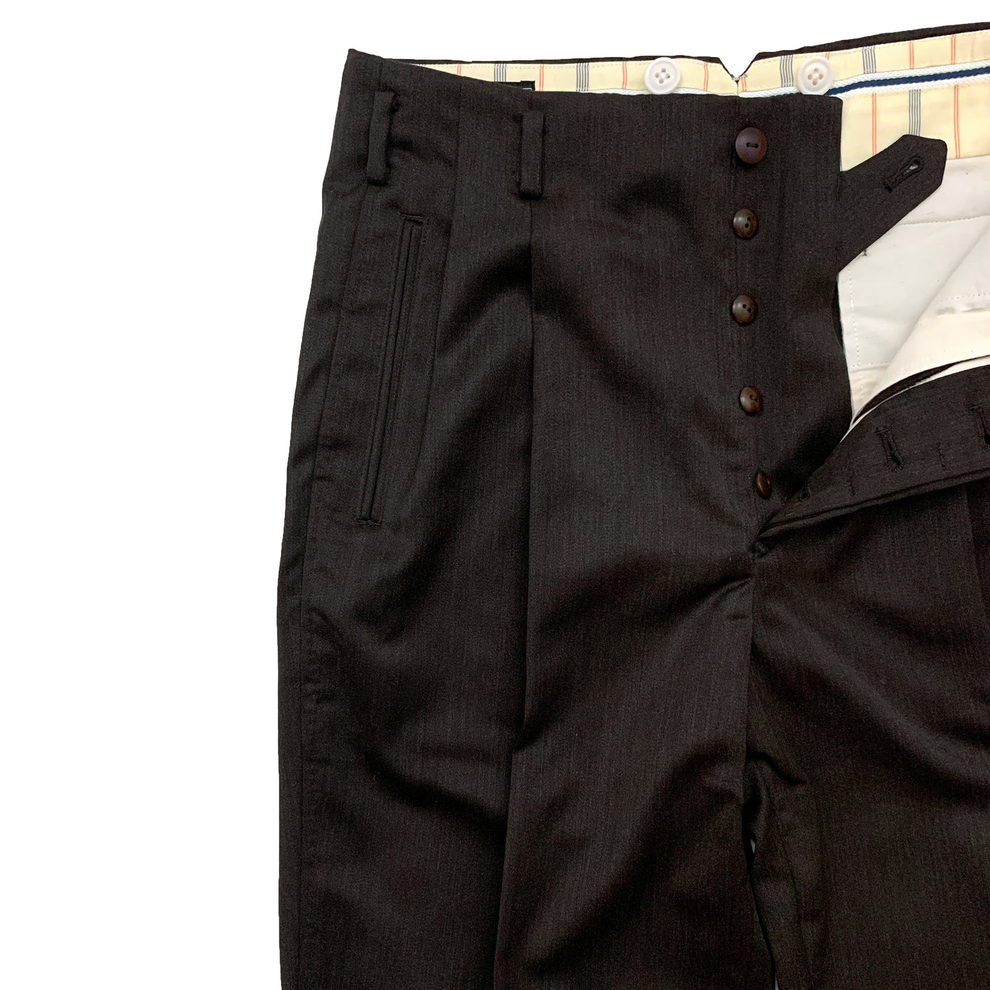 Wool Satin Two Tuck Trousers