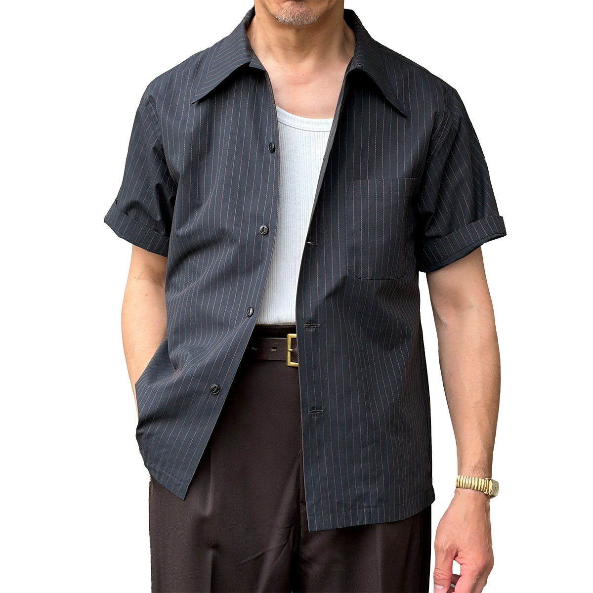 S/S Dobby Stripe Open Shirt