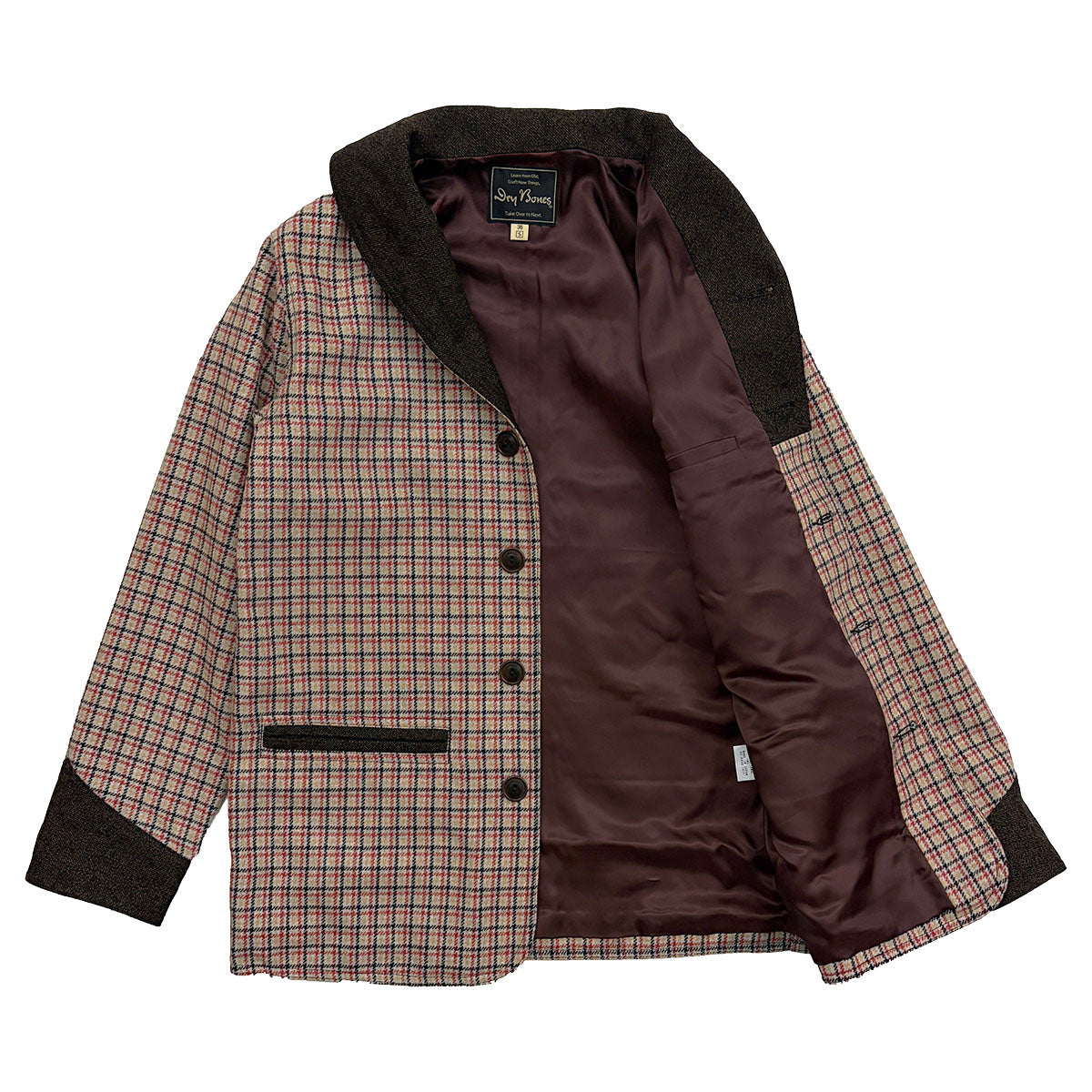Shawl Collar Plaid Jacket