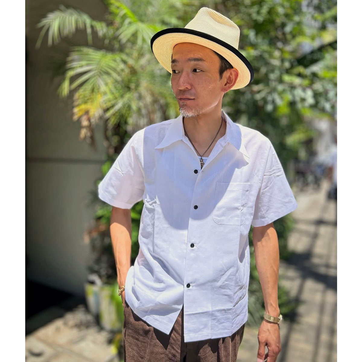 S/S White Open Shirt