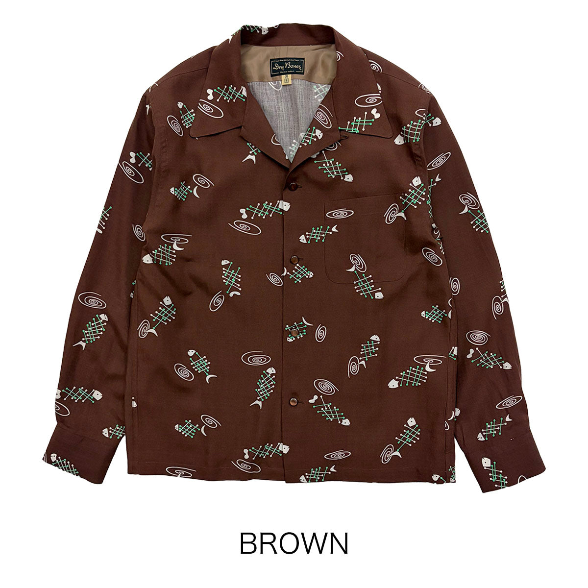 L/S Print Open Shirt “FISH BONE”