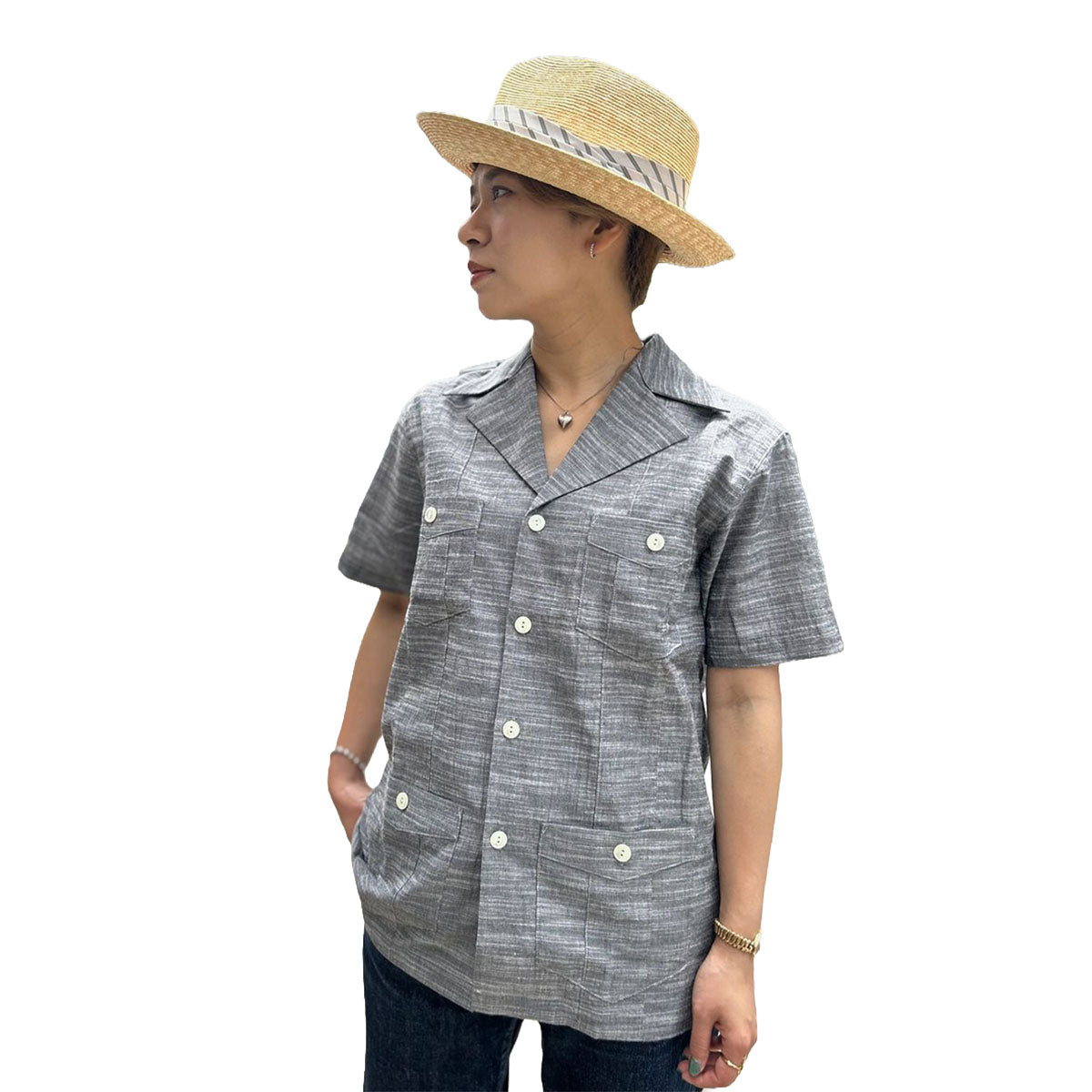 S/S 横条纹古巴衬衫