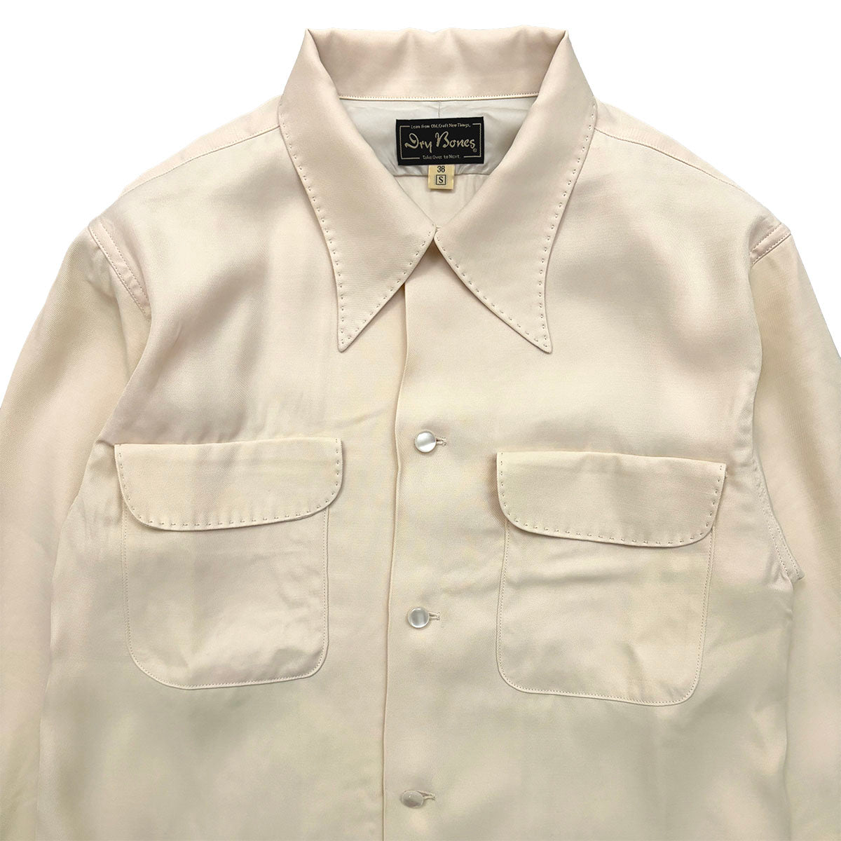 【Hi 】Dry Bones レーヨン 38 黒ピンク切替 50s ハンドステッチ オープンシャツ/ DRY BONES【ドライボーンズ】 – Dry