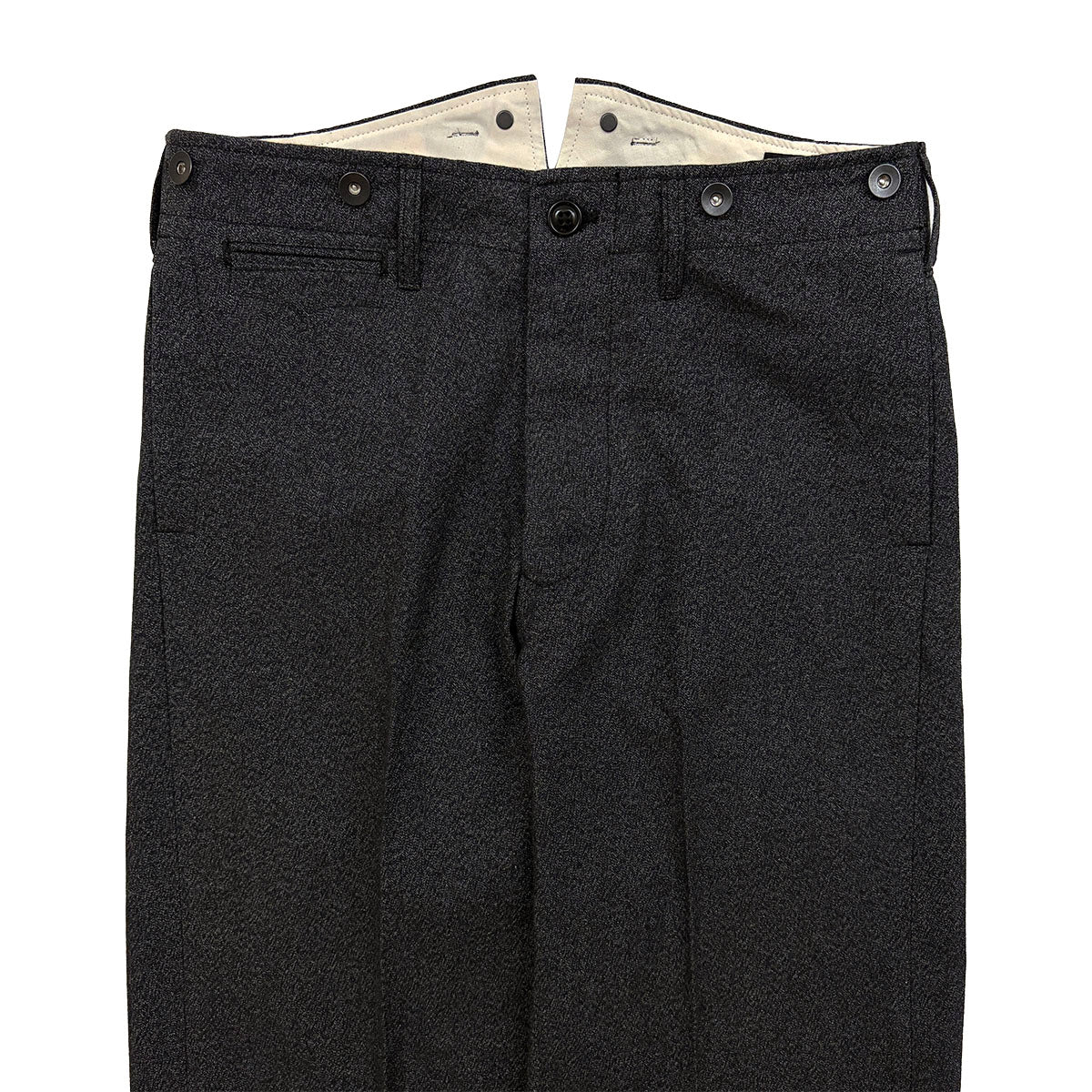 High Back Black Chambray Work Trousers 