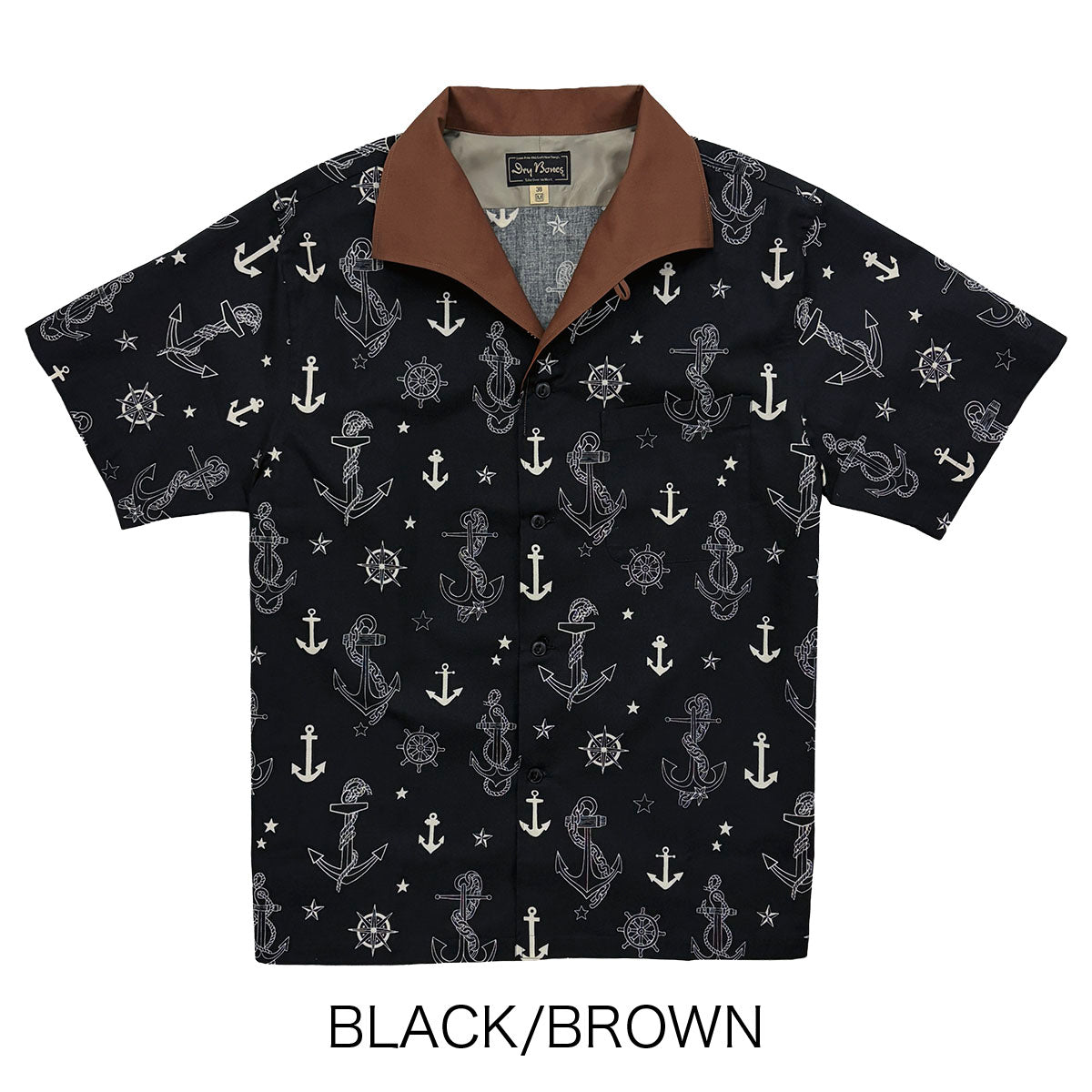Print 2tone Italian Collar Shirt “ANCHOR”