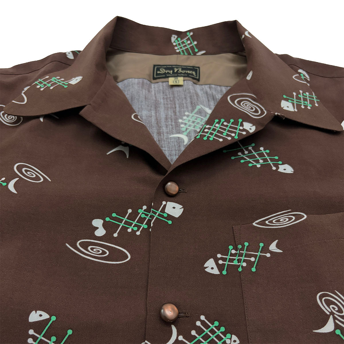 S/S Print Open Shirt “FISH BONE”