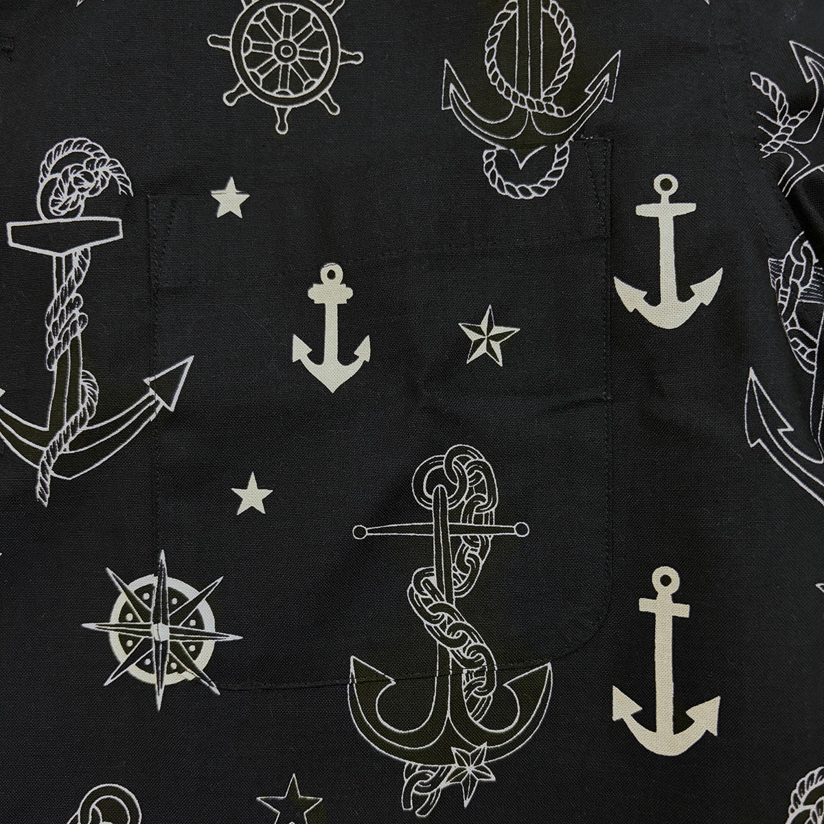 半袖プリント2トーンイタリアンカラーシャツ“ANCHOR”/ DRY BONES