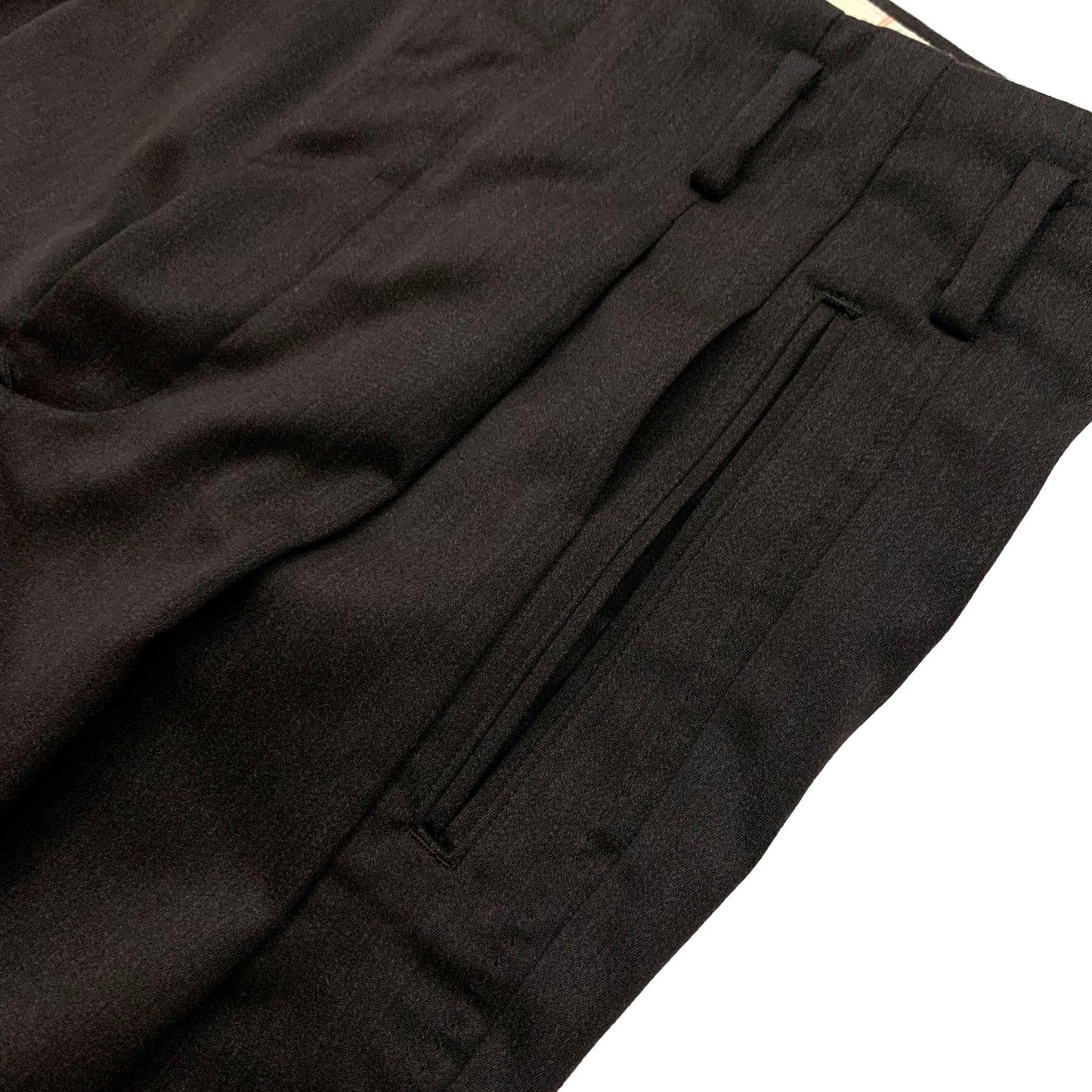 Wool Satin Two Tuck Trousers