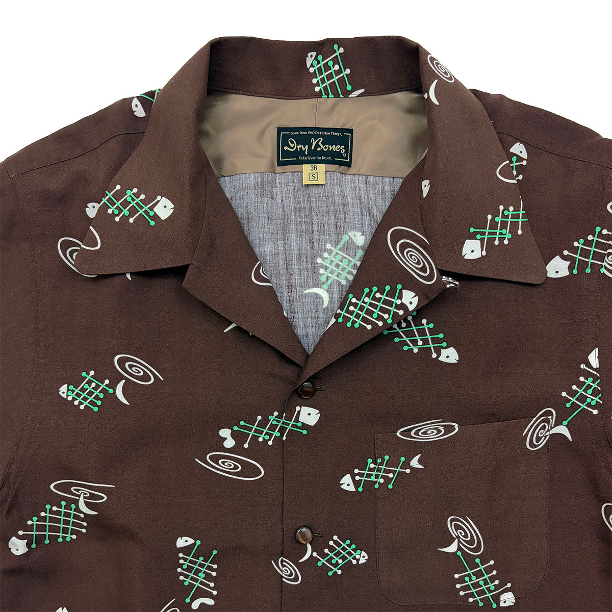 supreme シャツ　fish bone 魚 半袖プリントオープンシャツ “FISH BONE”/ DRY BONES【ドライボーンズ