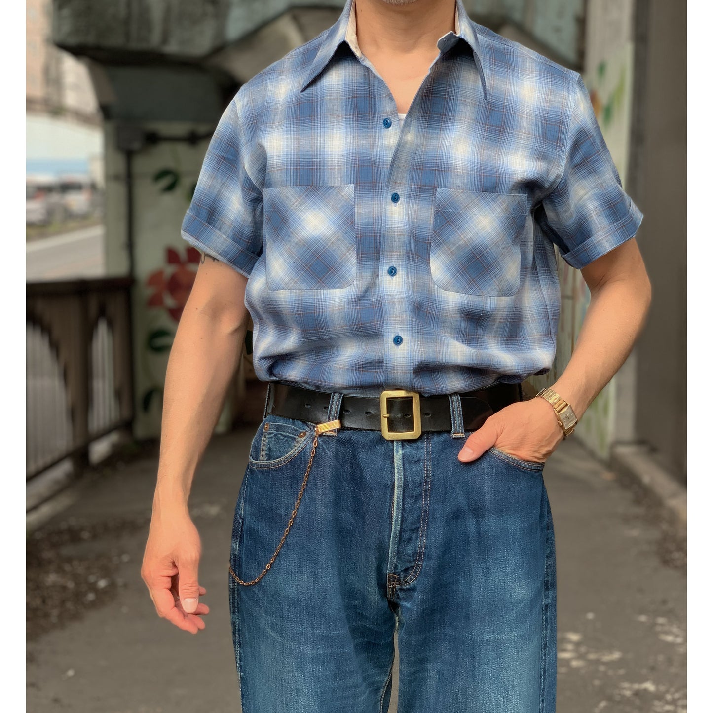 S/S Ombre Check Work Shirt
