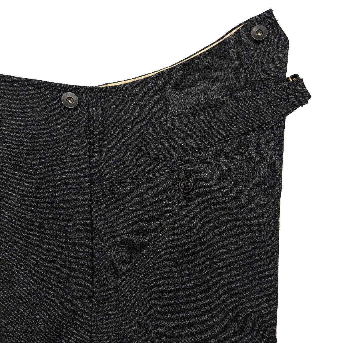 High Back Black Chambray Work Trousers 