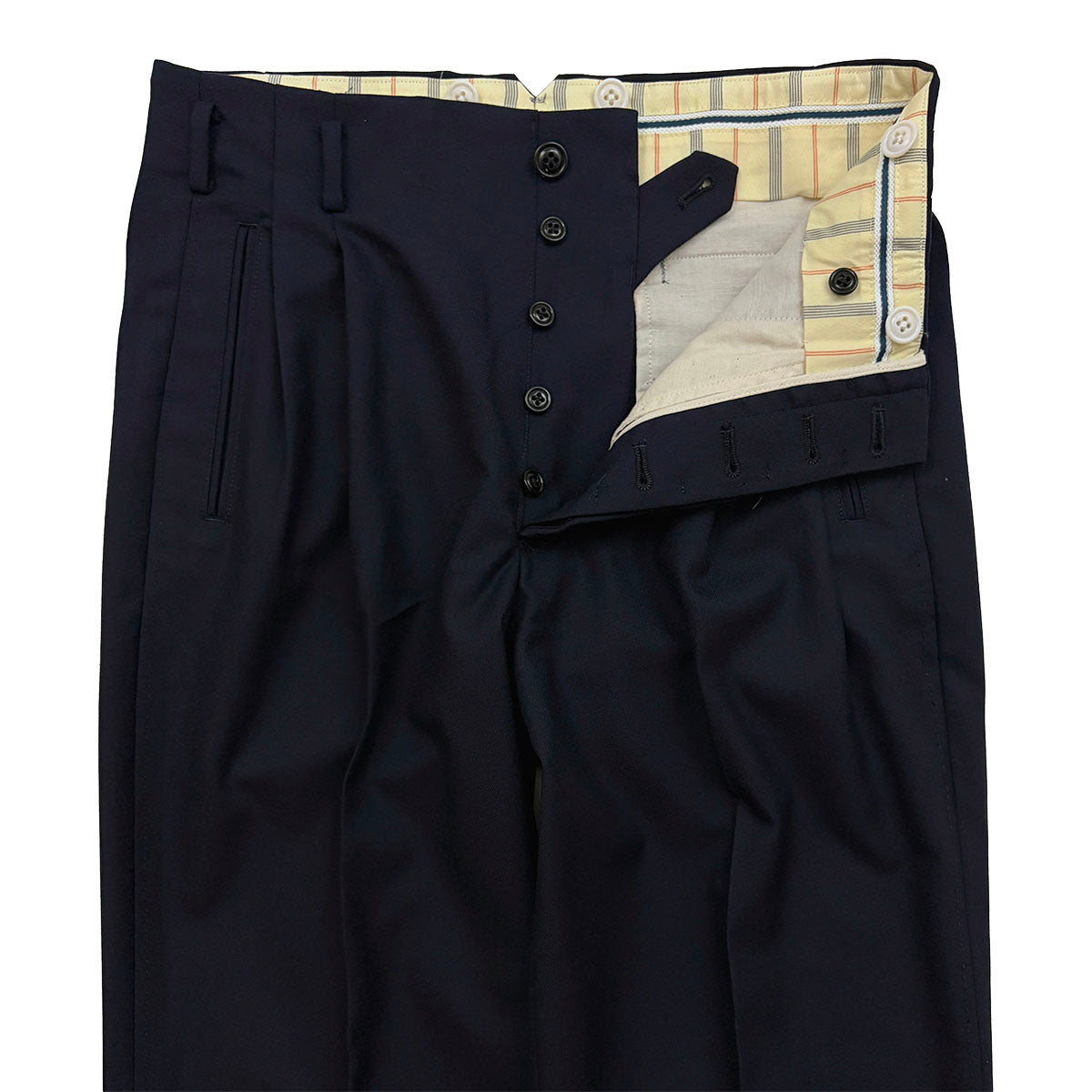 Wool Gabadine Two Tuck Trousers