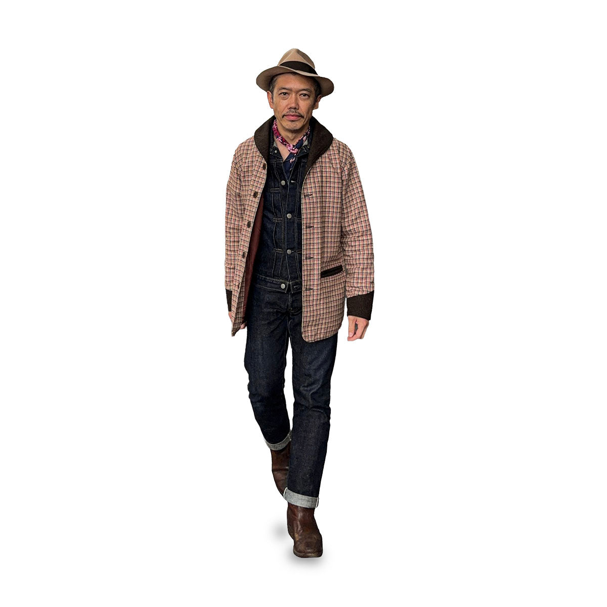 Shawl Collar Plaid Jacket