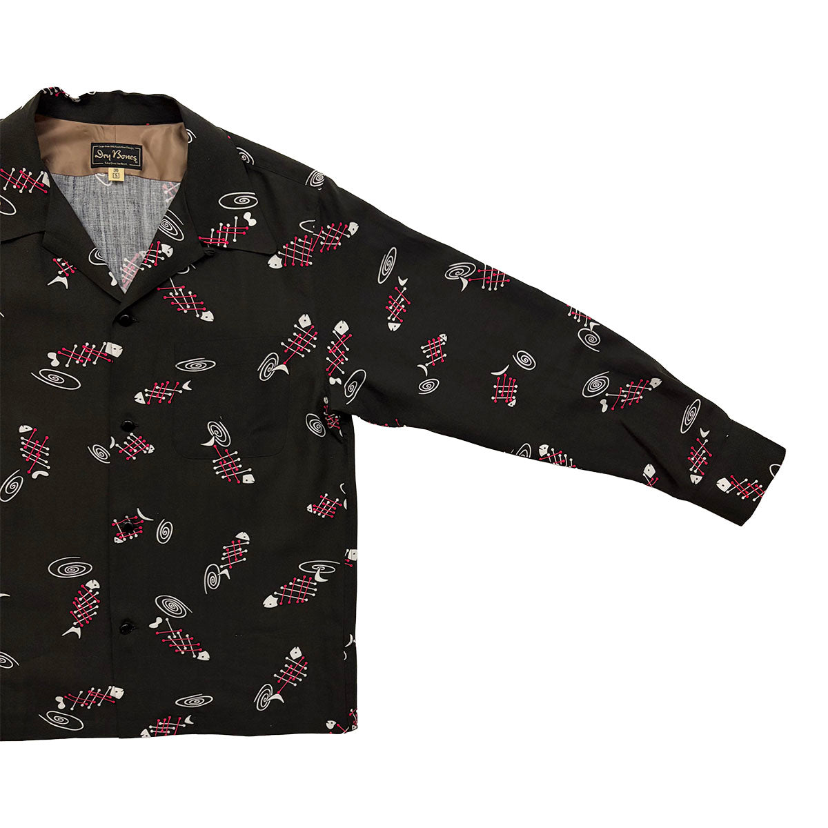 L/S Print Open Shirt “FISH BONE”