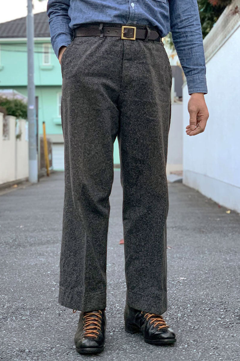 High Back Black Chambray Work Trousers