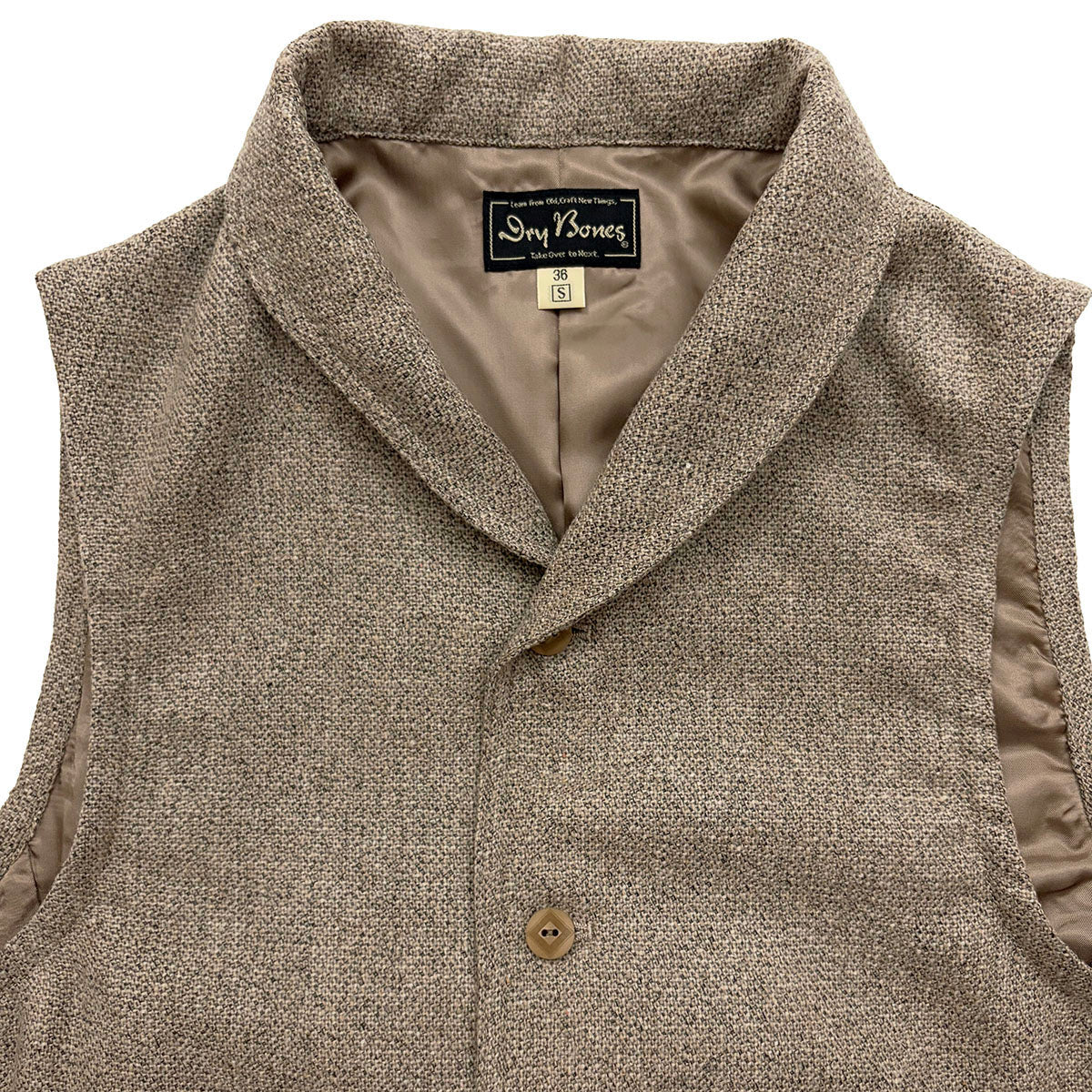 値下げ☆shawl collar vest Tweed Shawl Collar Vest – Dry Bones Online Shop