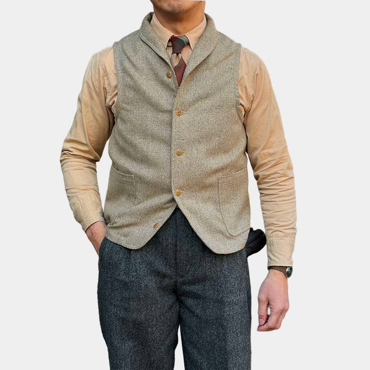 Tweed Shawl Collar Vest
