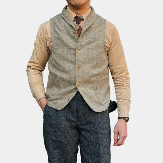 Tweed Shawl Collar Vest