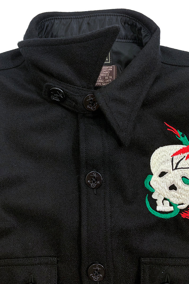 Wool Solid C.P.O.Jacket “SKULL and DRAGON”