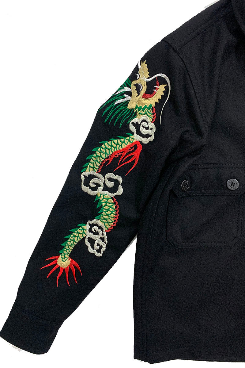 Wool Solid C.P.O.Jacket “SKULL and DRAGON”