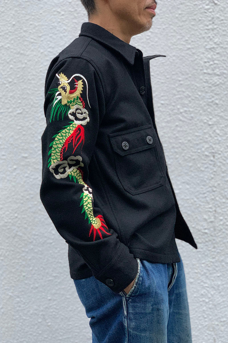 Wool Solid C.P.O.Jacket “SKULL and DRAGON”