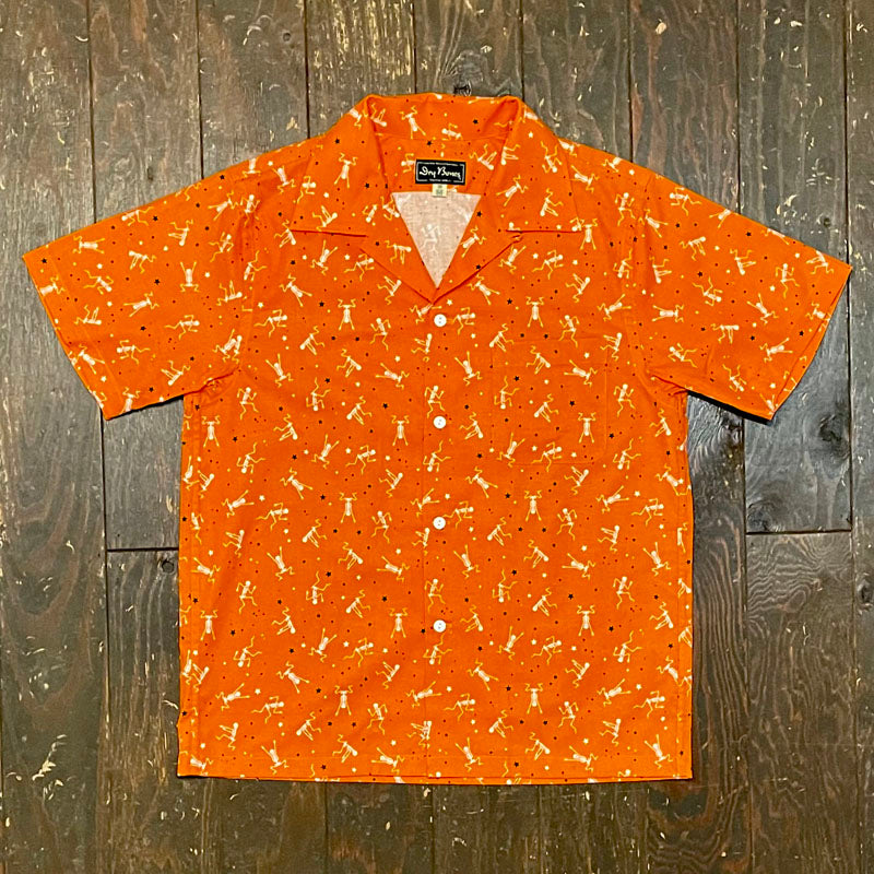 S/S Print Open Shirt  “DANCING SKELTON”