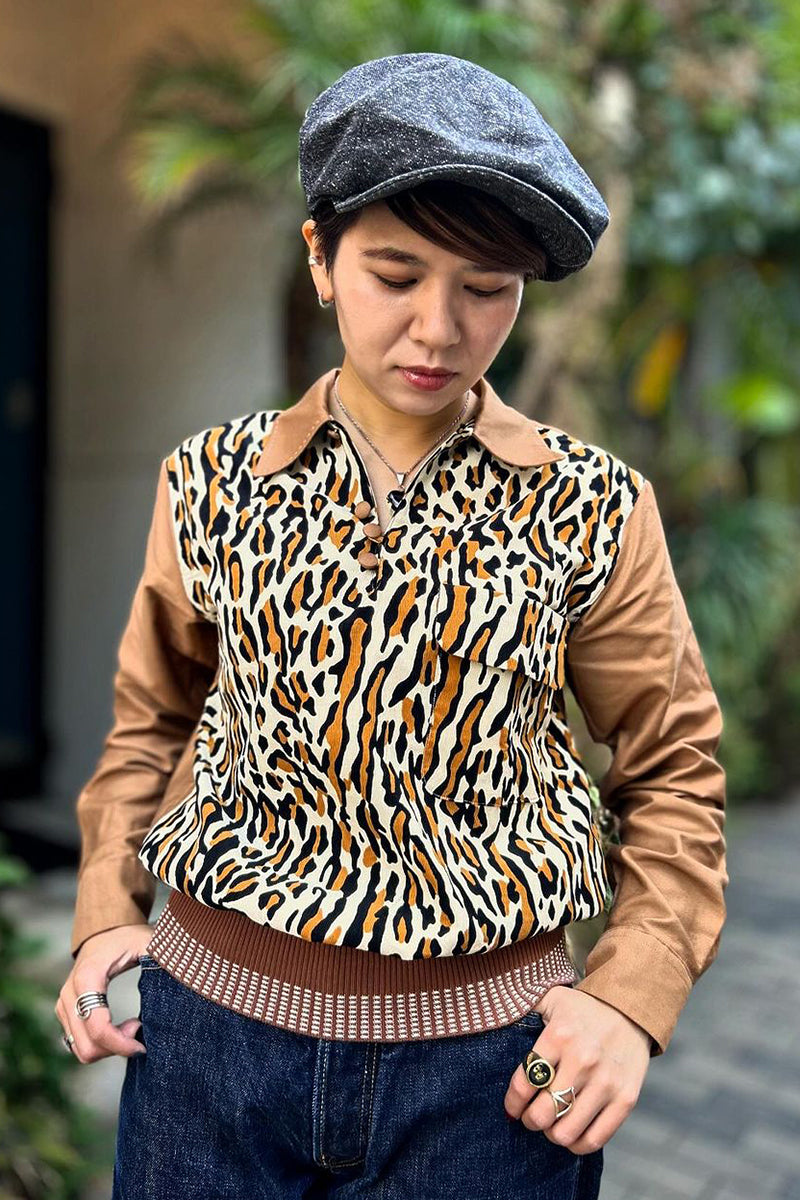 2tone Print Gaucho Shirt “VINCENT’S LEO”