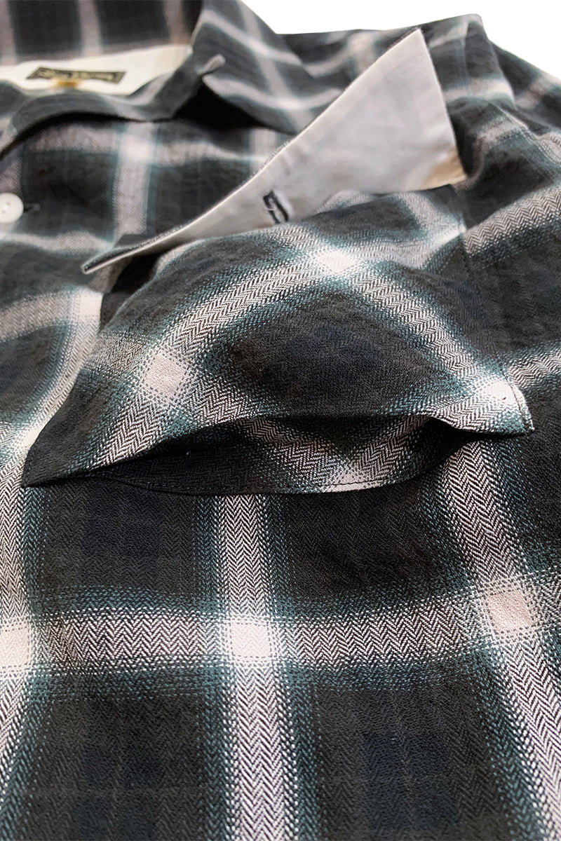 Ombre Check 2 Flap Work Open Shirt