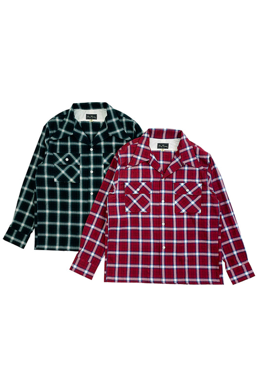 Ombre Check 2 Flap Work Open Shirt