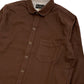 Solid Flannel Round Collar Work Shirt