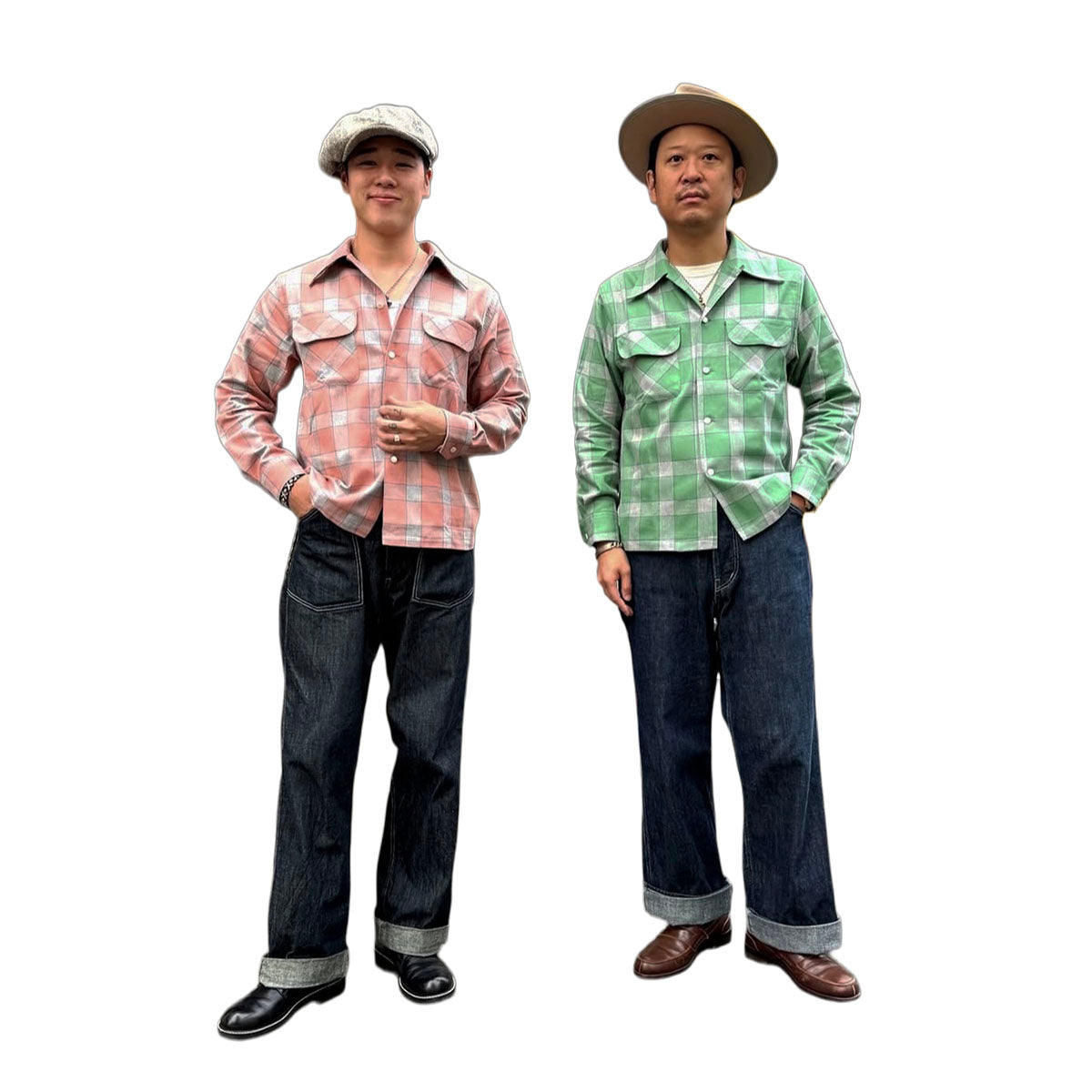 Windowpane Check 2 Flap Open Shirt