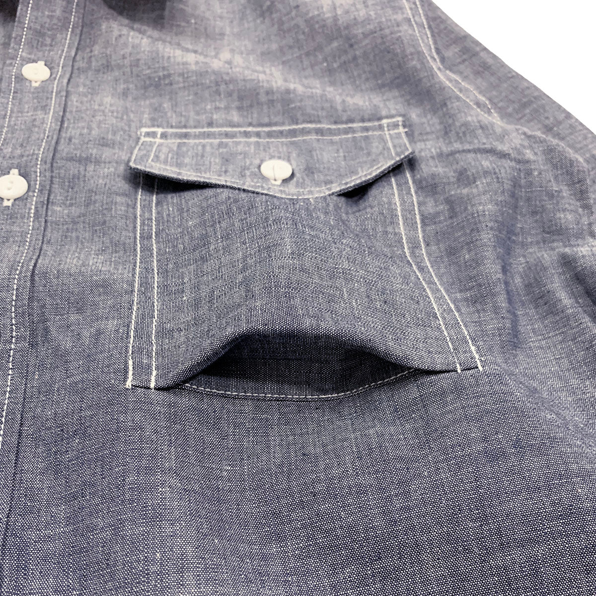 Irregular Pocket Chambray Work Shirt