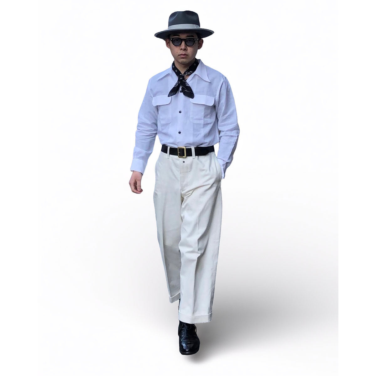 White 2 Flap Open Shirt